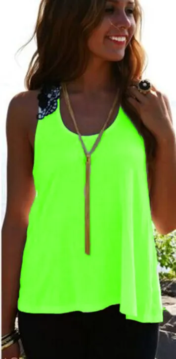 Lace Patchwork Hollow Backless Sleeveless Scoop Vest